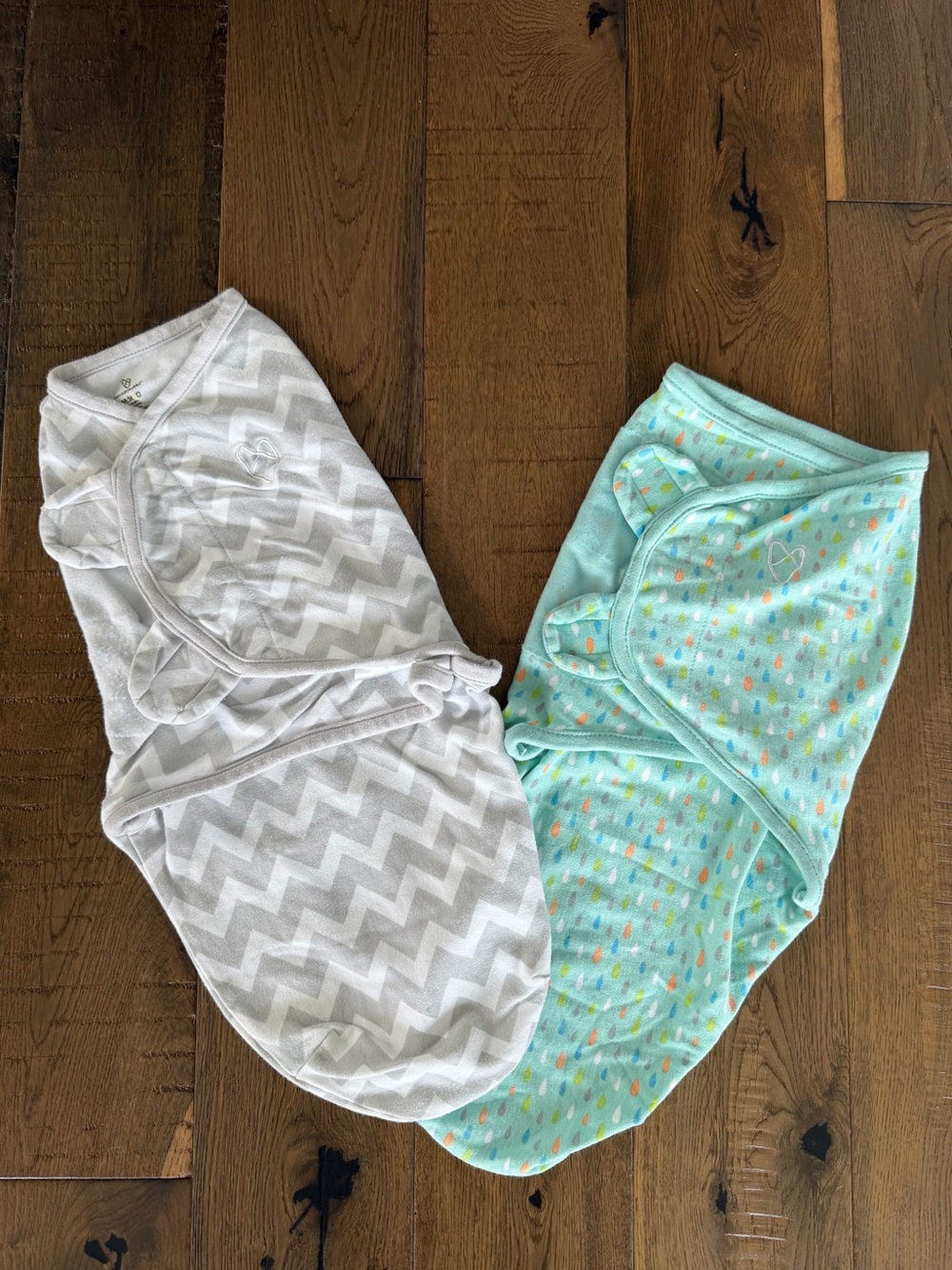 SwaddleMe Baby Sleep Sacks - Gray Chevron & Mint with Multicolor Dots
